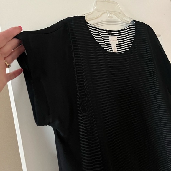 Chico’s Black and White Striped Women's Tank with Polyester Black overlay Large - Picture 13 of 13